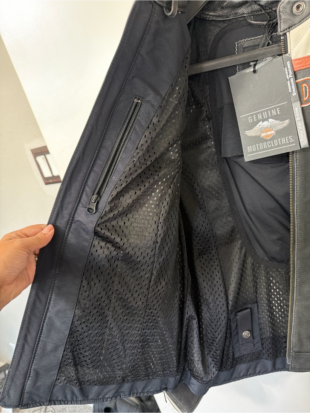 Harley-Davidson Black, Cream & Orange Racing Leather Jacket - Picture 7 of 10